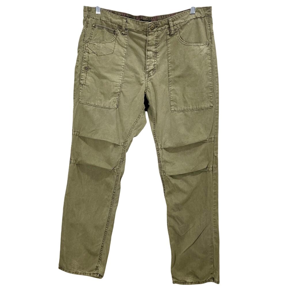 Bar III Green Cargo Pant Slim-fit Cotton Trouser Womens 38x32 Knee Pleat Utility